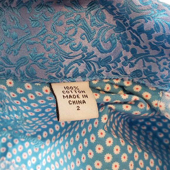 English Laundry Mini Daisy Button Down Shirt Women's 2 Light Blue Office Work - Picture 9 of 10